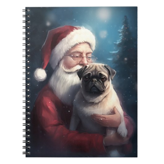 Mops mit Weihnachtsmann Weihnachten Notizblock (Vorderseite)