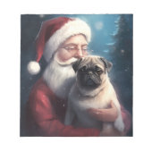 Mops mit Weihnachtsmann Weihnachten Notizblock (Vorderseite)