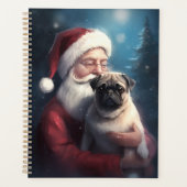 Mops mit Weihnachtsmann Weihnachten Planer (Vorderseite)