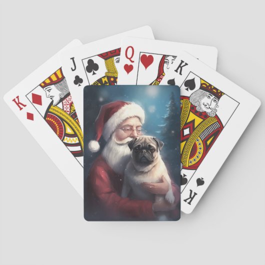 Mops mit Weihnachtsmann Weihnachten Spielkarten (Rückseite)