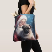 Mops mit Weihnachtsmann Weihnachten Tasche (Von Nahem)