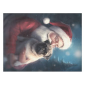 Mops mit Weihnachtsmann Weihnachten Tischdecke (Vorderseite (Horizontal))