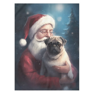 Mops mit Weihnachtsmann Weihnachten Tischdecke