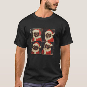 Mops mit Weihnachtsmannmütze festes Haustier Portr T-Shirt