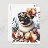 Mops mit Zweigstelle Orchid, Postüberquerung Postkarte (Vorne/Hinten)