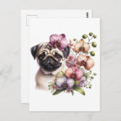 Mops mit Zweigstelle Orchid, Postüberquerung Postkarte (Vorne/Hinten)