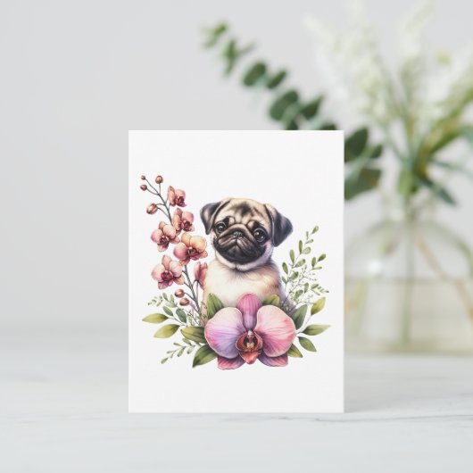 Mops mit Zweigstelle Orchid, Postüberquerung Postkarte (Stehend Vorderseite)
