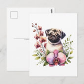 Mops mit Zweigstelle Orchid, Postüberquerung Postkarte (Vorne/Hinten)