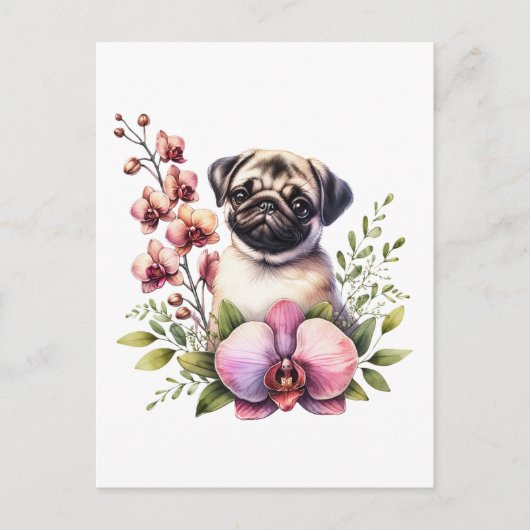 Mops mit Zweigstelle Orchid, Postüberquerung Postkarte (Vorderseite)