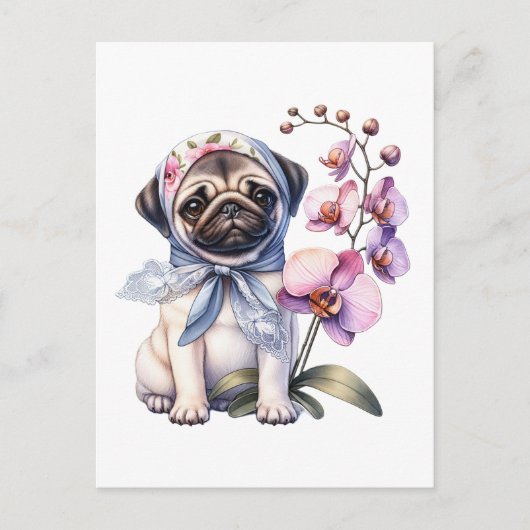 Mops mit Zweigstelle Orchid, Postüberquerung Postkarte (Vorderseite)