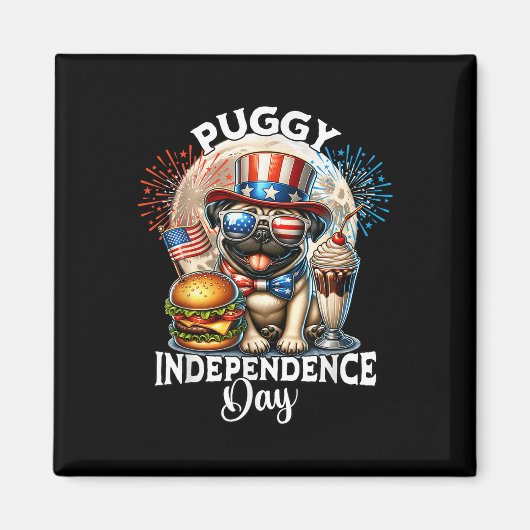 Mops Moon Independence Day Mops Magnet (Vorne)