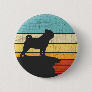 Mops Mops Carlin Retro Vintag 60er 70er Dog Lover Button