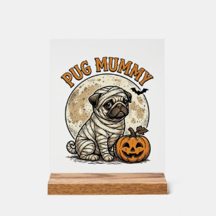 Mops-Mumie-Halloween-Vintage-Hund-Shirt-Design_1 Acrylschild