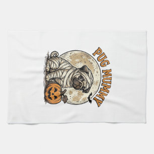 Mops-Mumien-Halloween-Vintage-Hunde-Shirt-Design_1 Geschirrtuch