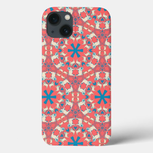 Mops Muster auf coral Case-Mate iPhone Hülle (Rückseite)