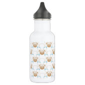 Mops-Muster braun blau Trinkflasche (Links)
