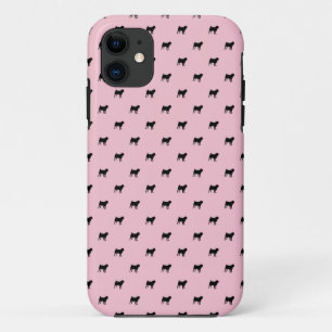 Mops-Muster iPhone 5 Fall (Schwarzes auf Rosa) 11 Hülle