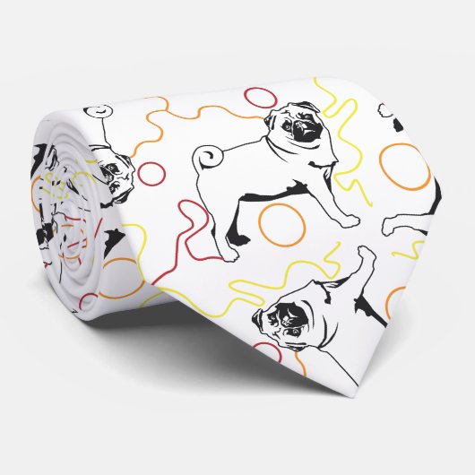 Mops Muster Krawatte (Gerollt)