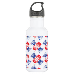 Mops Muster rot blau Edelstahlflasche