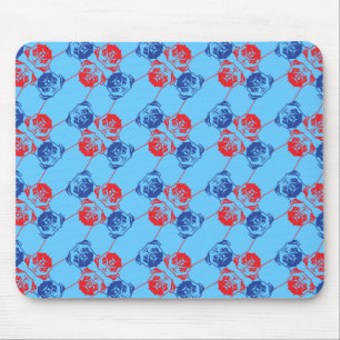 Mops Muster rot blau Mousepad