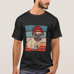 Mops Mütze rot Knochen süß verspielt glücklich sti T-Shirt