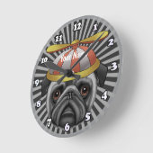 Mops-Mütze Runde Wanduhr (Winkel)