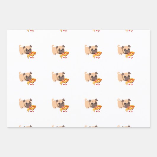 Mops n Pizza Wrapping Paper Sheet Set Geschenkpapier Set (Vorderseite)