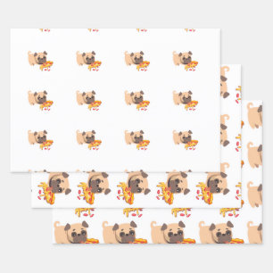 Mops n Pizza Wrapping Paper Sheet Set Geschenkpapier Set