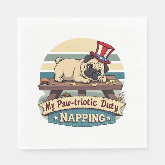 Mops Napping Serviette (Vorderseite)