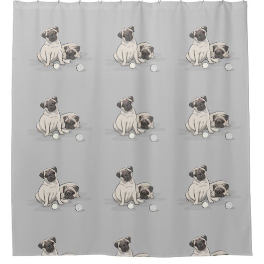 Mops Nation Duschvorhang (Vorderseite)