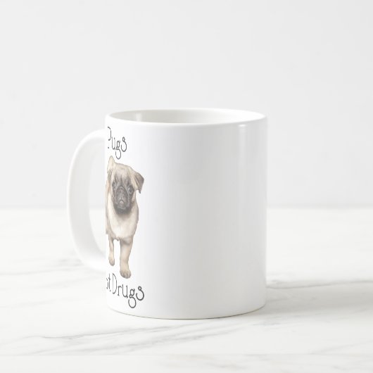 Mops nicht Drogen Niedlicher Welpenhund Kaffeetasse (Vorderseite Links)