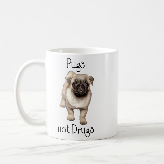 Mops nicht Drogen Niedlicher Welpenhund Kaffeetasse (Links)