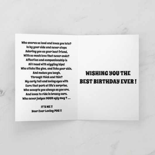 MOPS niedlich vom Hund lustig Karte (Innenseite)