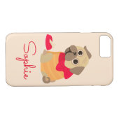 Mops niedlicher Hund personalisierter Name Case-Mate iPhone Hülle (Rückseite (Horizontal))