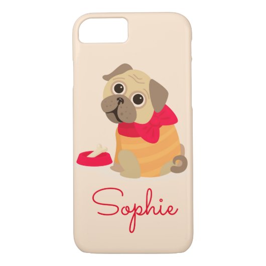 Mops niedlicher Hund personalisierter Name Case-Mate iPhone Hülle (Rückseite)