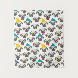 Mops - niedlicher Hund zu Weihnachten Wandteppich