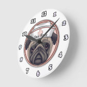 Mops-Nurse-Uhr Runde Wanduhr (Winkel)