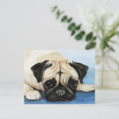 Mops Original Hunde Kunst Postkarte (Stehend Vorderseite)