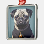 Mops Ornament Aus Metall (Links)