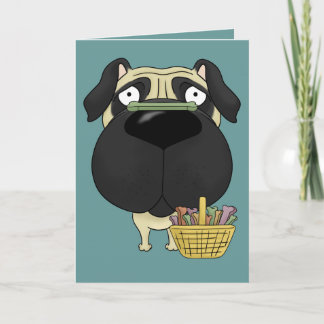 Mops - Ostern-Knochen-Jagd, jedermann? Feiertagskarte