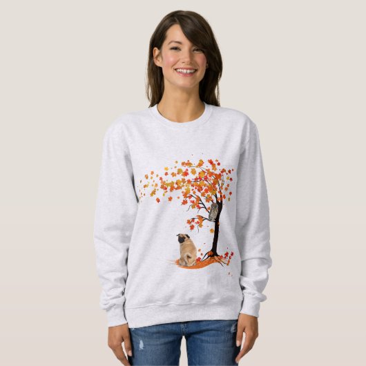 Mops Owl and Fall Mops Eigentümer Funny Mops Herbs Sweatshirt (Vorne ganz)