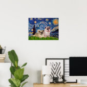 Mops Pair (fawn) - Starry Night Poster (Heimbüro)