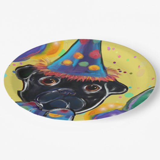 Mops Pappteller (Schrägansicht)