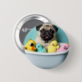 Mops Paradies: Badefreudigkeit in der Tube Button (Vorne & Hinten)