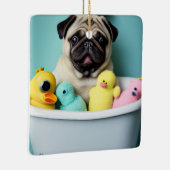 Mops Paradies: Badefreudigkeit in der Tube Keramikornament (Rechts)