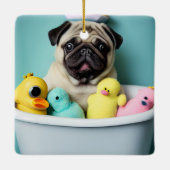 Mops Paradies: Badefreudigkeit in der Tube Keramikornament (Rückseite)