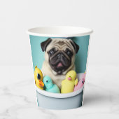 Mops Paradies: Badefreudigkeit in der Tube Pappbecher (Rückseite)