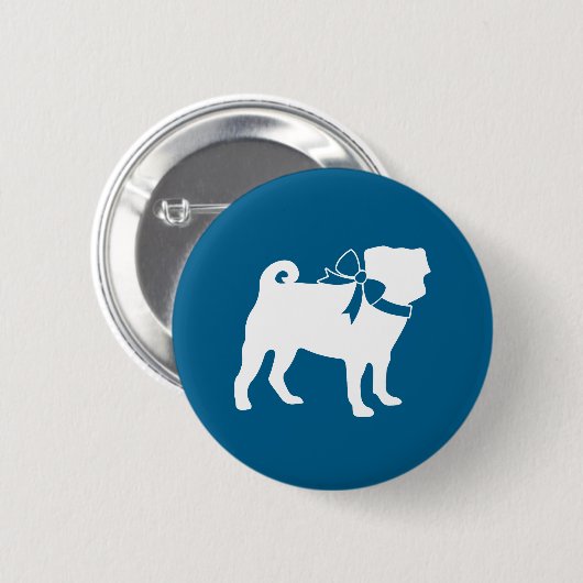 Mops Party Blue Theme Celebration Button (Vorne & Hinten)