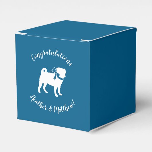 Mops Party Blue Theme Celebration Geschenkschachtel (Vorderseite)