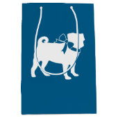 Mops Party Blue Theme Celebration Mittlere Geschenktüte (Vorderseite)